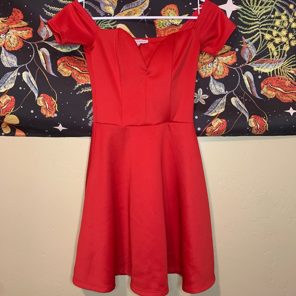 Small Red Charlotte Russe off shoulder dress
